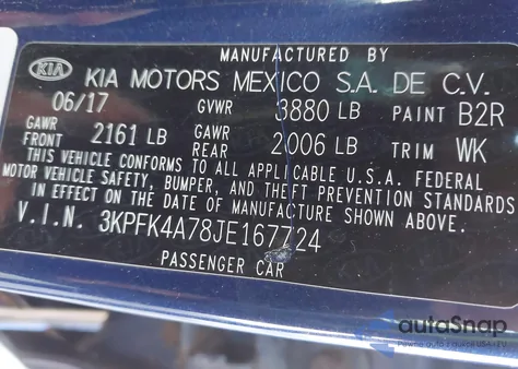 2018 Kia Forte Lx from USA, damaged, VIN 3KPFK4A78JE167724